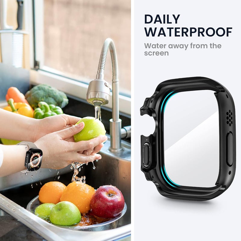 Tensea for Waterproof Apple Watch Screen Protector Case Ultra 3/Ultra 2/Ultra 49mm Accessories, iWatch Protective Face Cover with Tempered Glass Film Women Men, Bumper Case for iPhone Watch 49 mm - Image 4